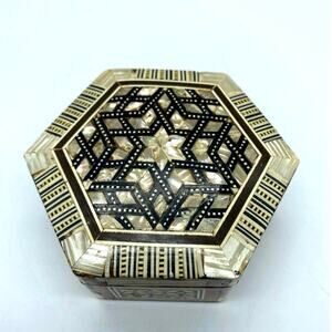 Vintage Egyptian Mosaic Inlaid-Mother of‎ Pearl Jewelry Trinket Box